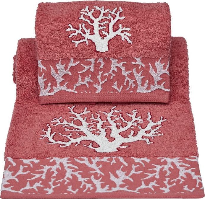 Set asciugamano bagno Vingi Ricami Coralli viso e ospite - 3