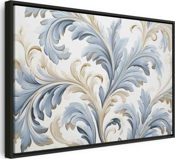 Quadro - Baroque Ornaments in Light Cream-Blue Hues - 20