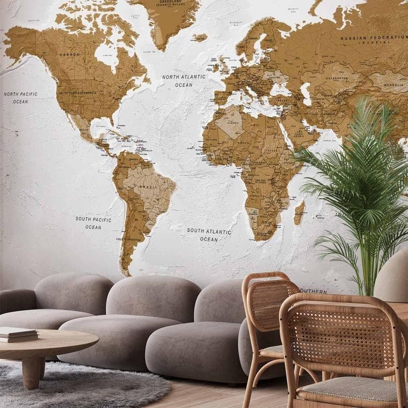 Fotomurale adesivo  World Map: White Oceans - 13
