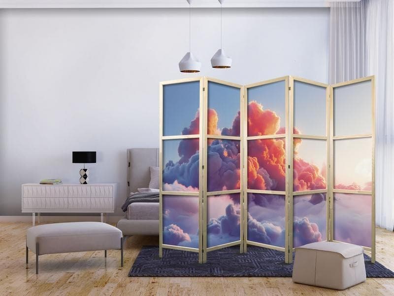 Paravento giapponese - Twilight Spectacle: Clouds in Shades of Pink and Violet - 2