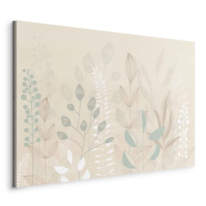 Quadro - Morning in the Meadow - Various Pastel Plants on a Beige Background - 20