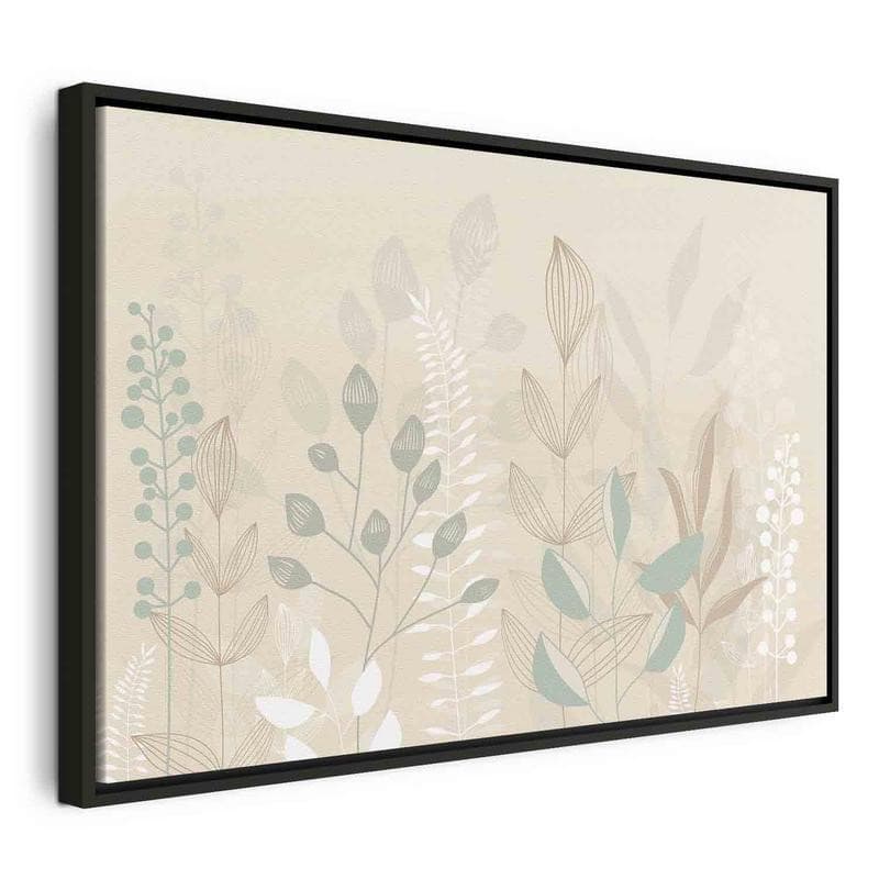 Quadro - Morning in the Meadow - Various Pastel Plants on a Beige Background - 21