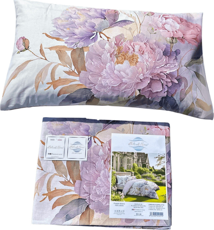 Lenzuolo Copriletto Matrimoniale Peonia Botticelli Home in cotone - 2