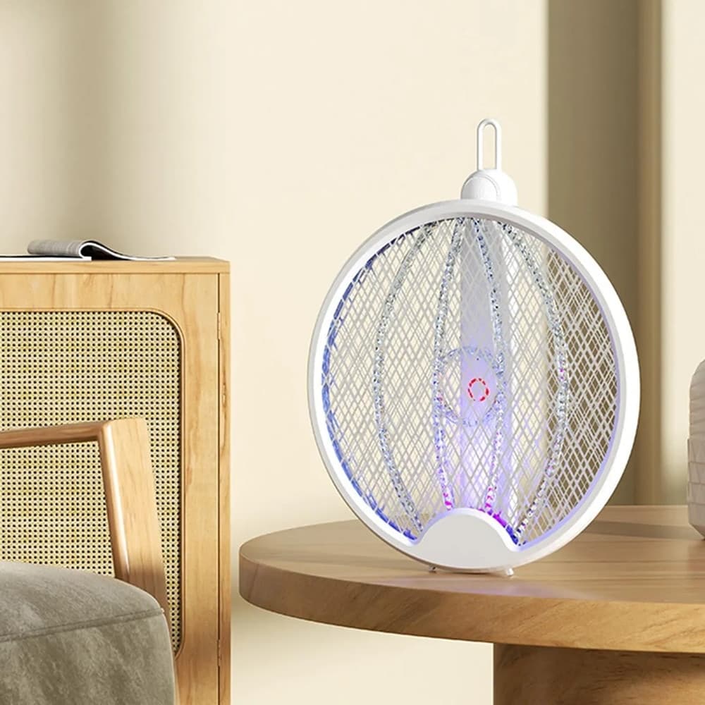 RACCHETTA ELETTRICA PIEGHEVOLE RICARICABILE TRAPPOLA ZANZARA INSETTI 4 IN 1 CON LUCE UV - 10