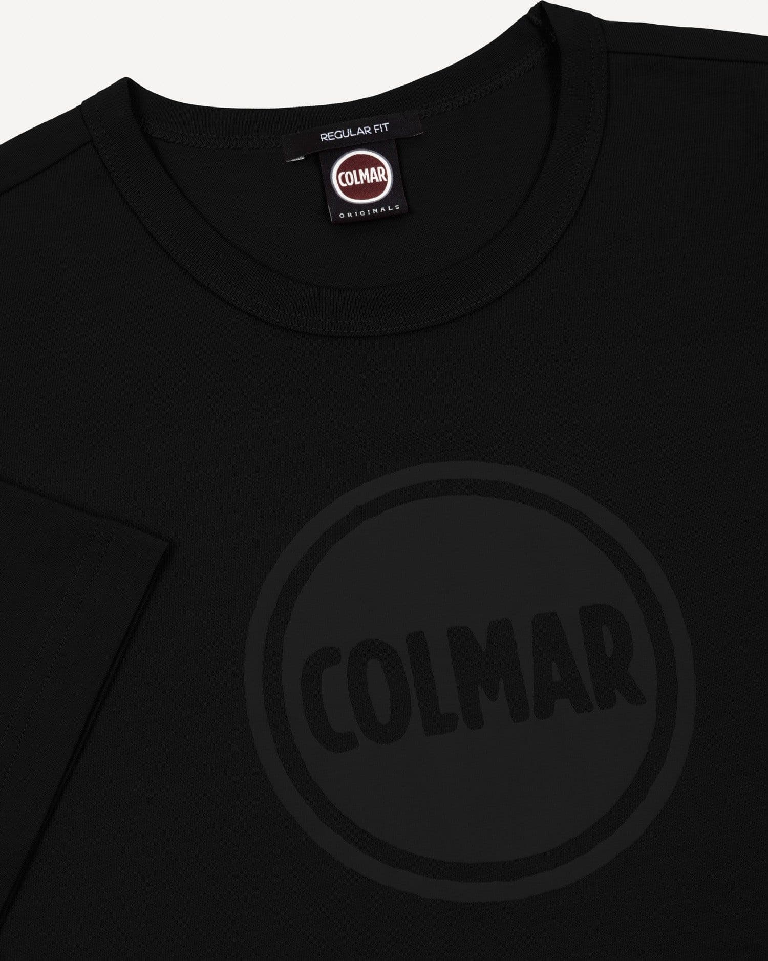 T-shirt uomo Colmar girocollo in cotone nero con logo tono su tono dettagli
