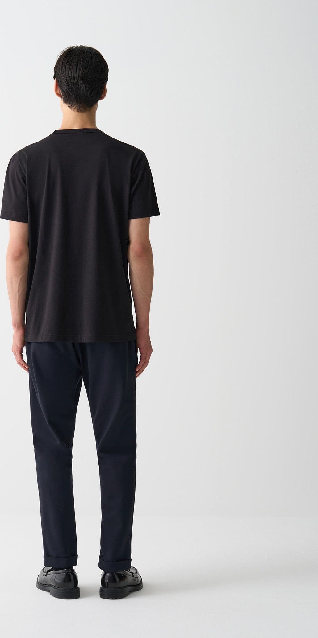 T-shirt uomo Colmar girocollo in cotone nero con logo tono su tono vista dietro