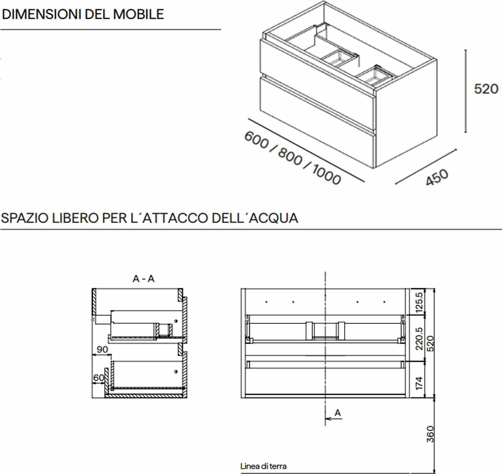 Mobile bagno sospeso laccato bianco 60 80 100 - CAIRO - 3