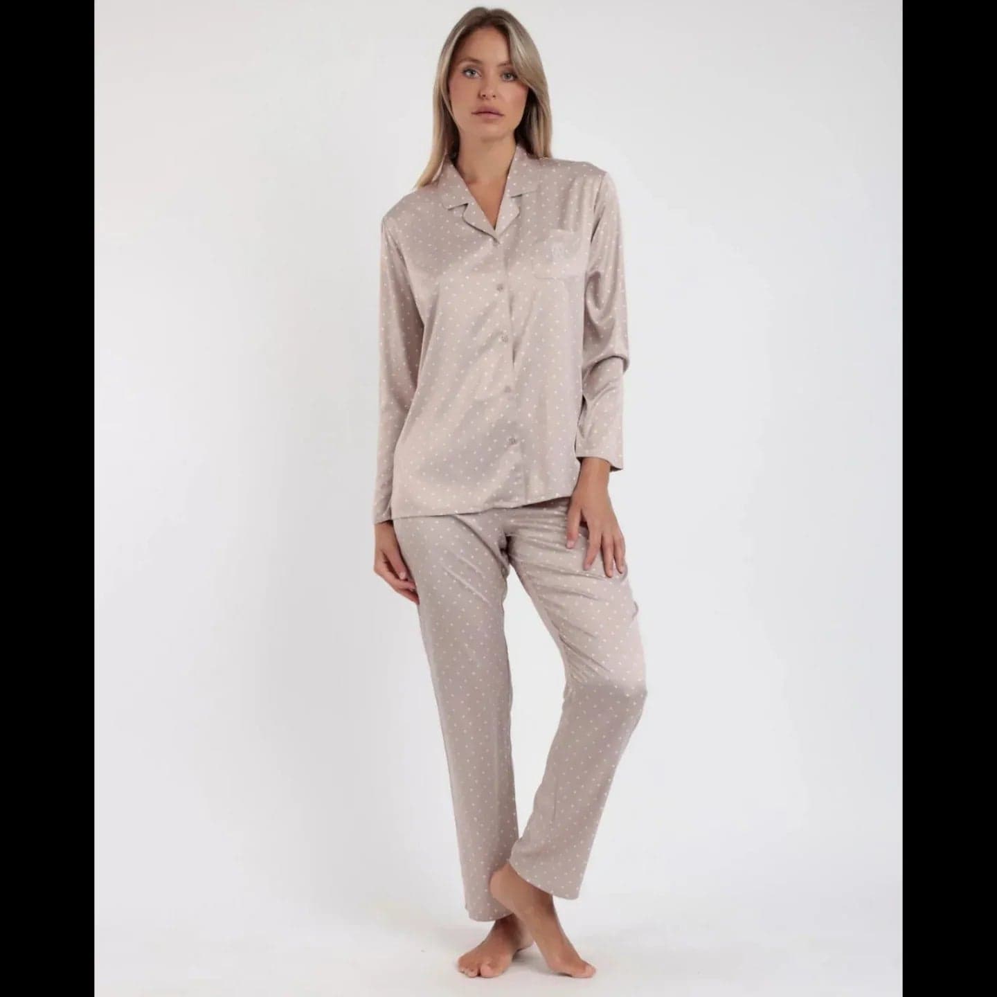 Pigiama Donna Admas Mujer Woman – Pantalone Lungo e Camicia Aperta Tipo Uomo - 2