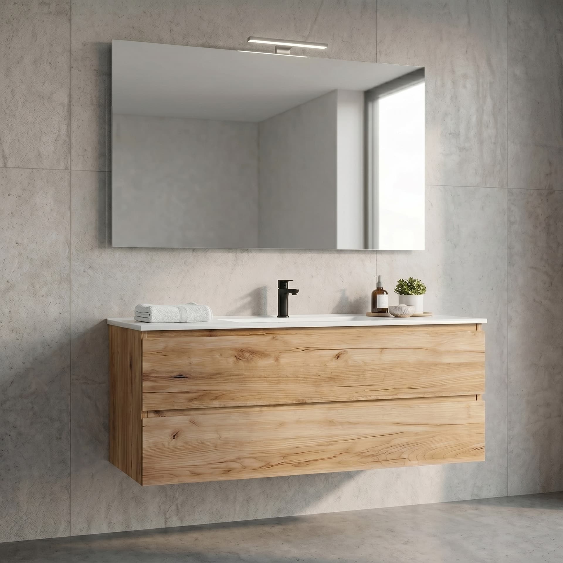 Mobile bagno sospeso rovere alba 60 80 100 con specchio CAIRO - 10