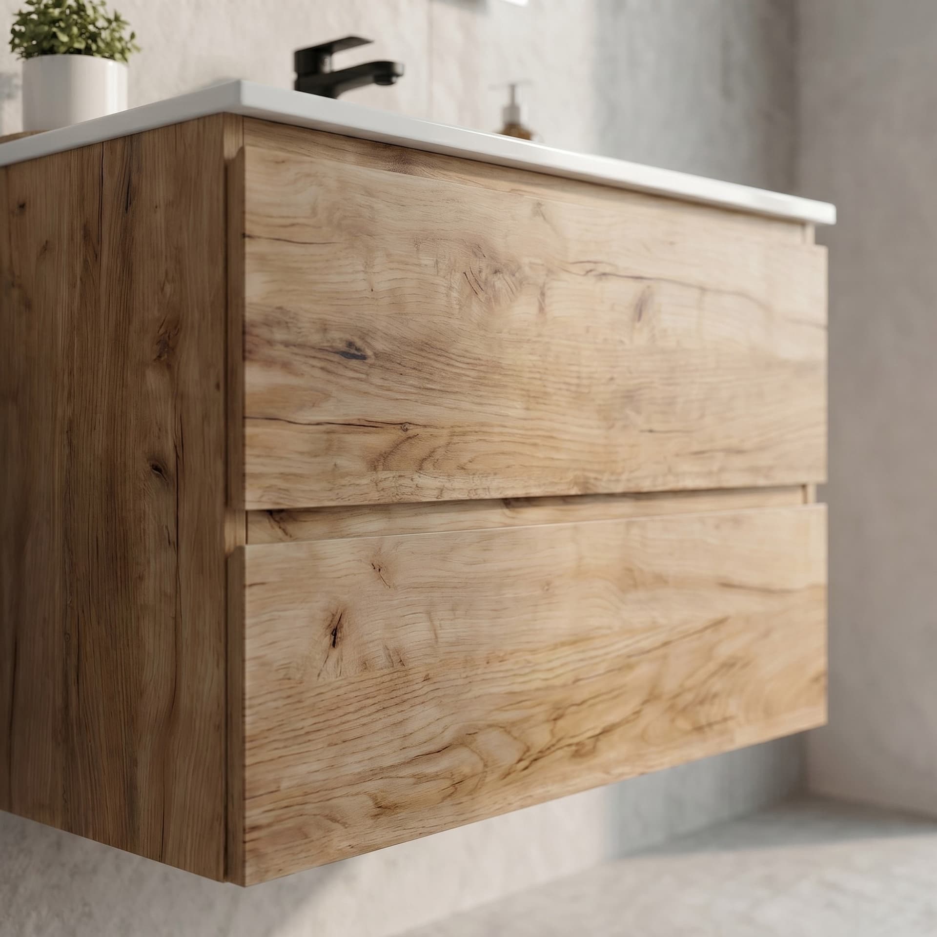 Mobile bagno sospeso rovere alba 60 80 100 con specchio CAIRO - 3