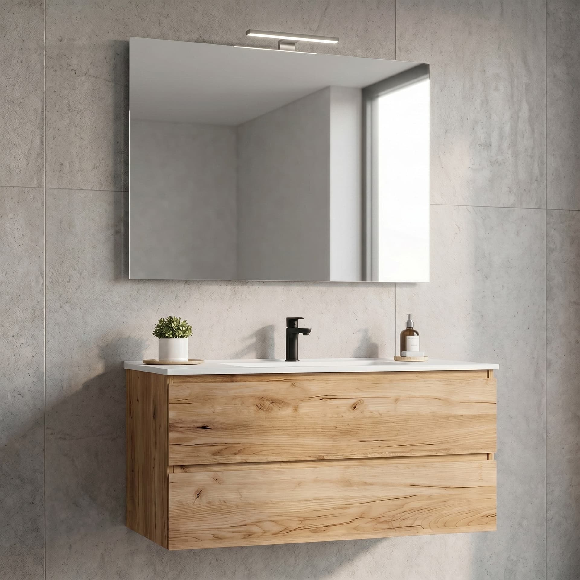Mobile bagno sospeso rovere alba 60 80 100 con specchio CAIRO - 4