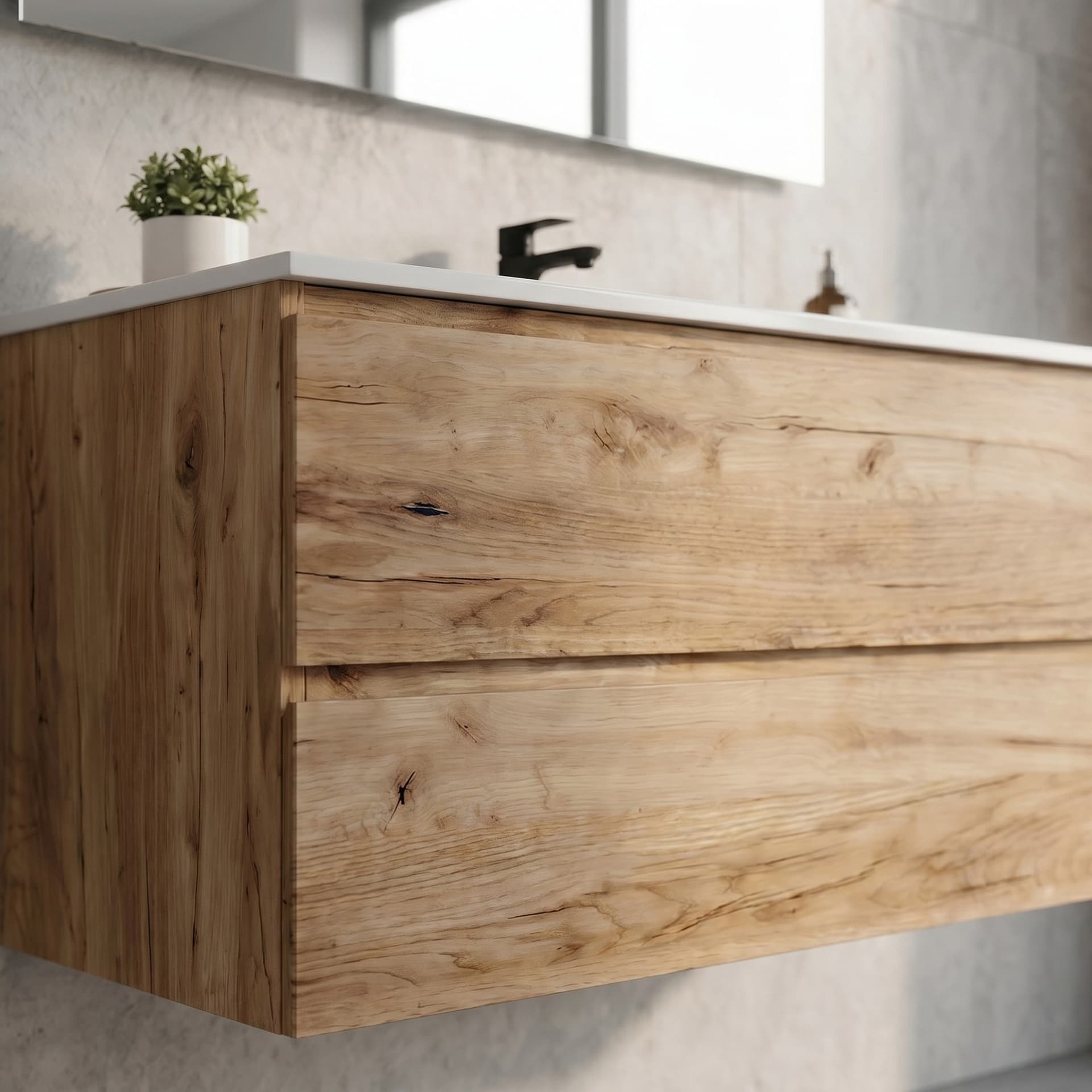 Mobile bagno sospeso rovere alba 60 80 100 con specchio CAIRO - 5