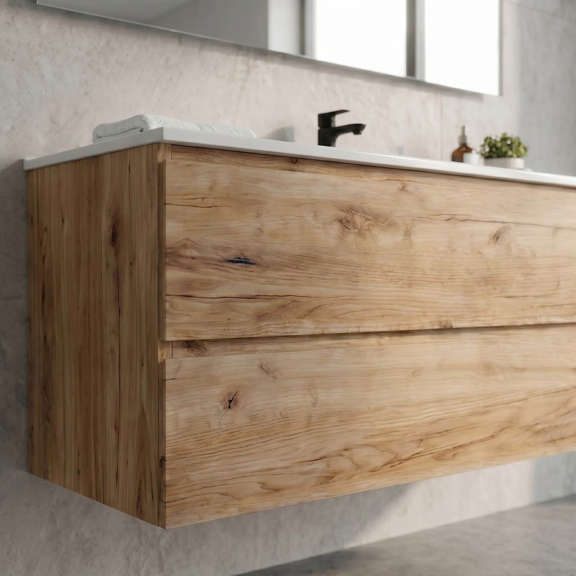 Mobile bagno sospeso rovere alba 60 80 100 con specchio CAIRO - 7
