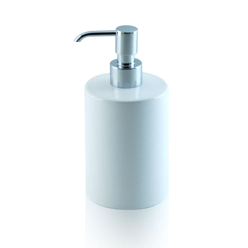 Dispenser - dosatore di sapone liquido da appoggio in ceramica e ottone cromato - accessori bagno - 6