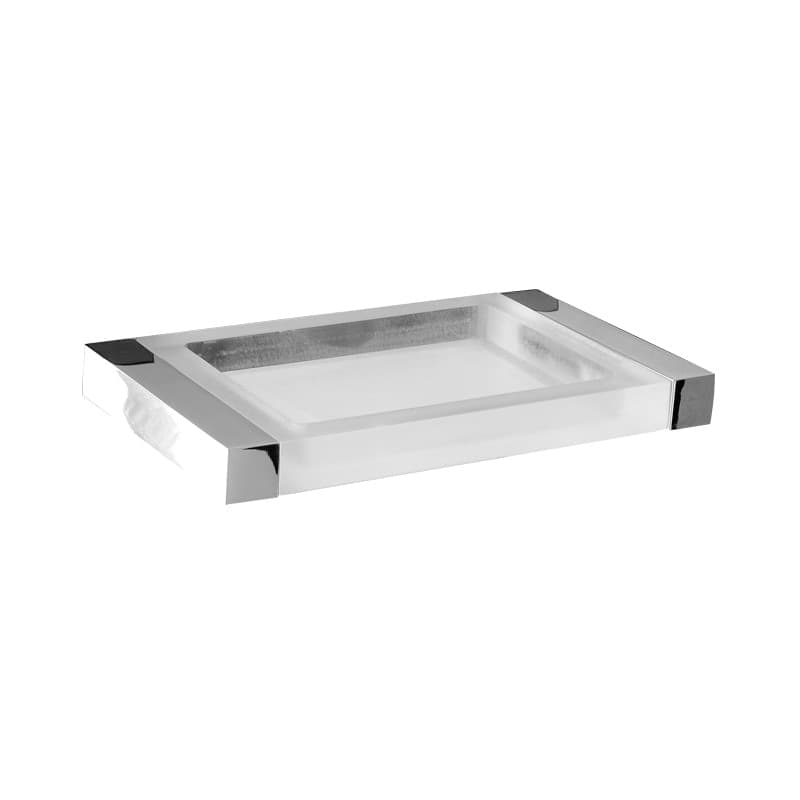 Porta sapone da bagno da appoggio linea Picasso in ottone cromato e plexiglas satinato - accessori bagno