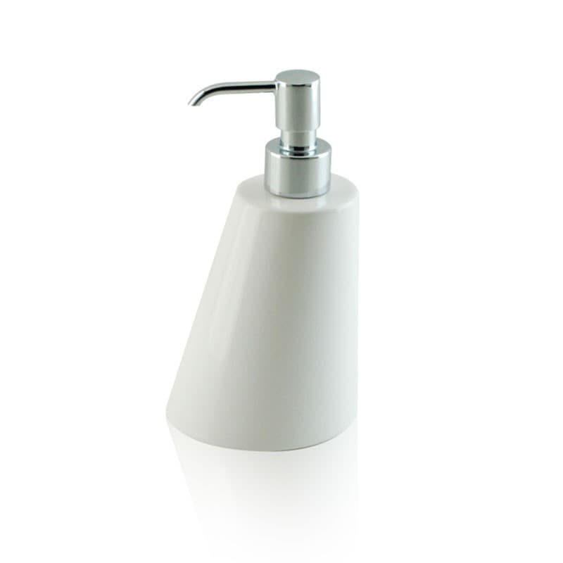 Dispenser - dosatore di sapone liquido da appoggio in ceramica e ottone cromato - accessori bagno - 5