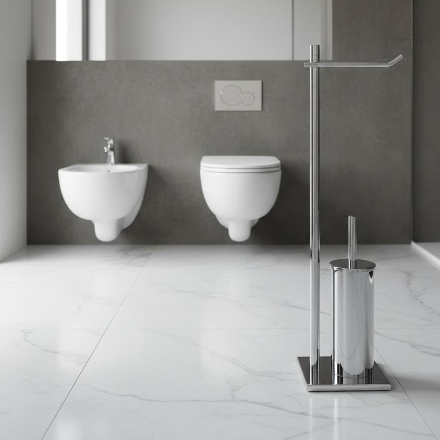 Piantana bagno water ottone cromato base rettangolare - piantana bagno - 3