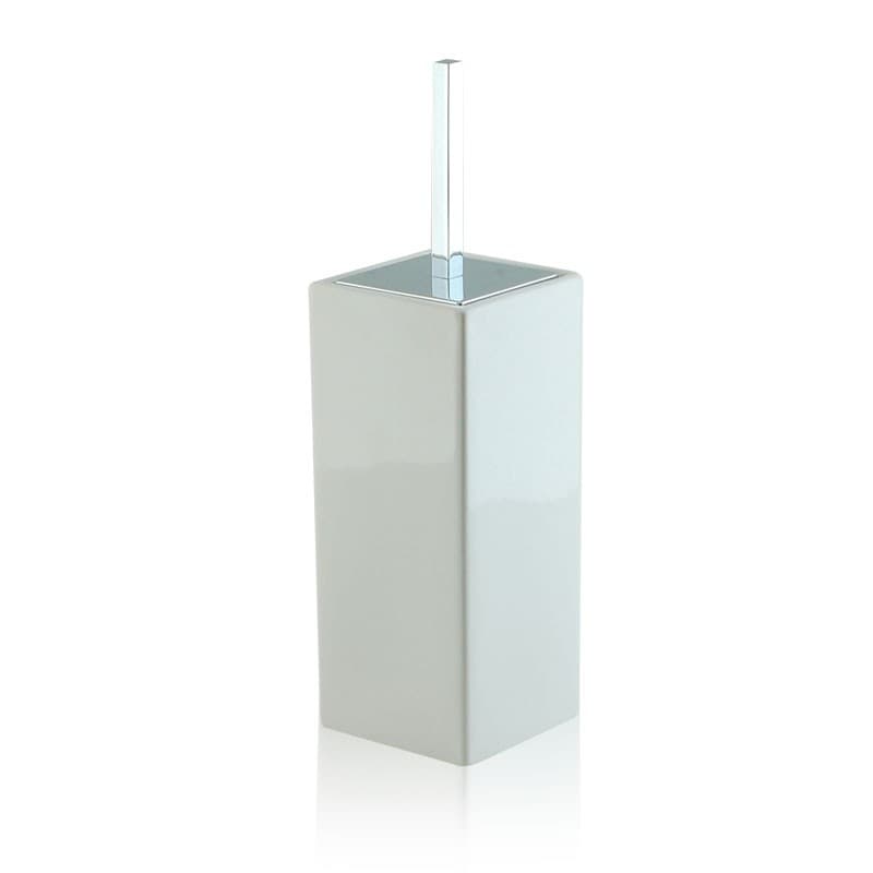 Porta scopino da bagno quadrato a terra - pavimento in ceramica e ottone cromato - 6
