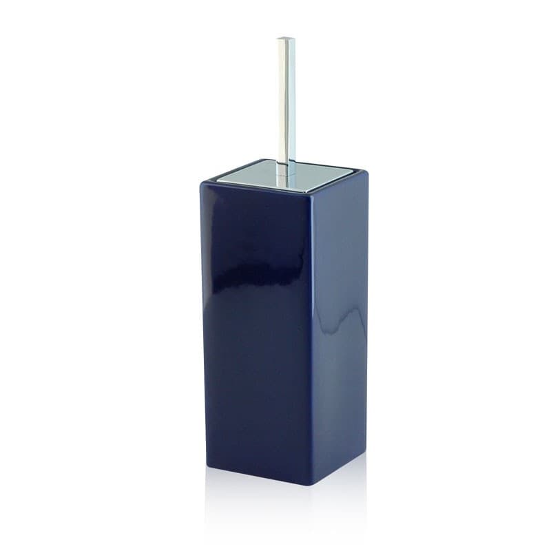 Porta scopino da bagno quadrato a terra - pavimento in ceramica e ottone cromato - 5