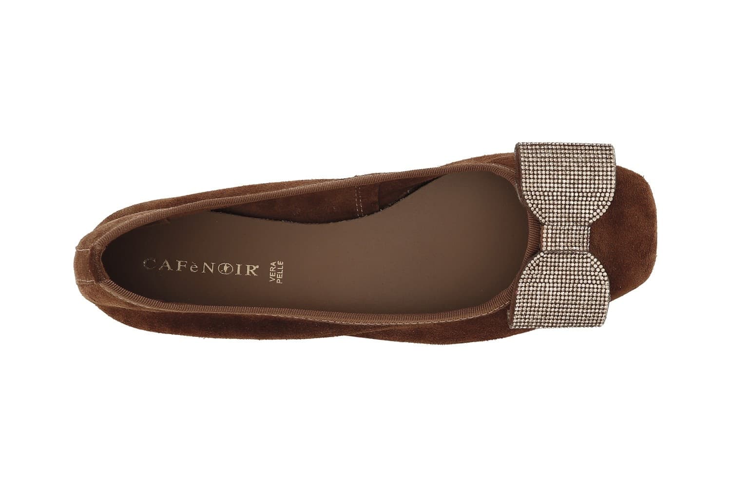 BALLERINA  IN PELLE SCAMOSCIATA CON FIOCCO IN MICROSTRASS - 12