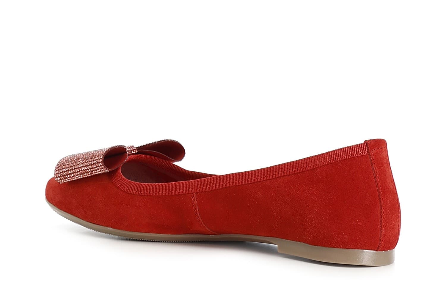 BALLERINA  IN PELLE SCAMOSCIATA CON FIOCCO IN MICROSTRASS - 14