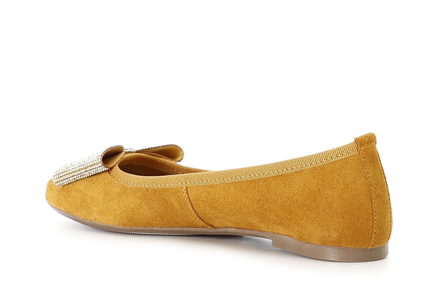 BALLERINA  IN PELLE SCAMOSCIATA CON FIOCCO IN MICROSTRASS - 20