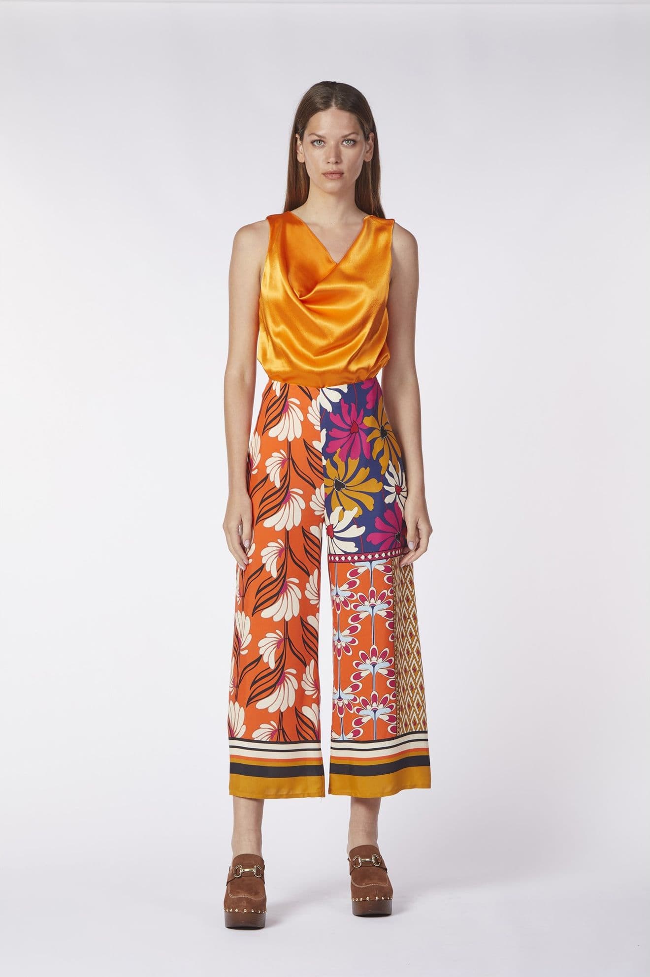 PANTALONE PALAZZO STAMPATO – MULTIFOULARD – Cafènoir