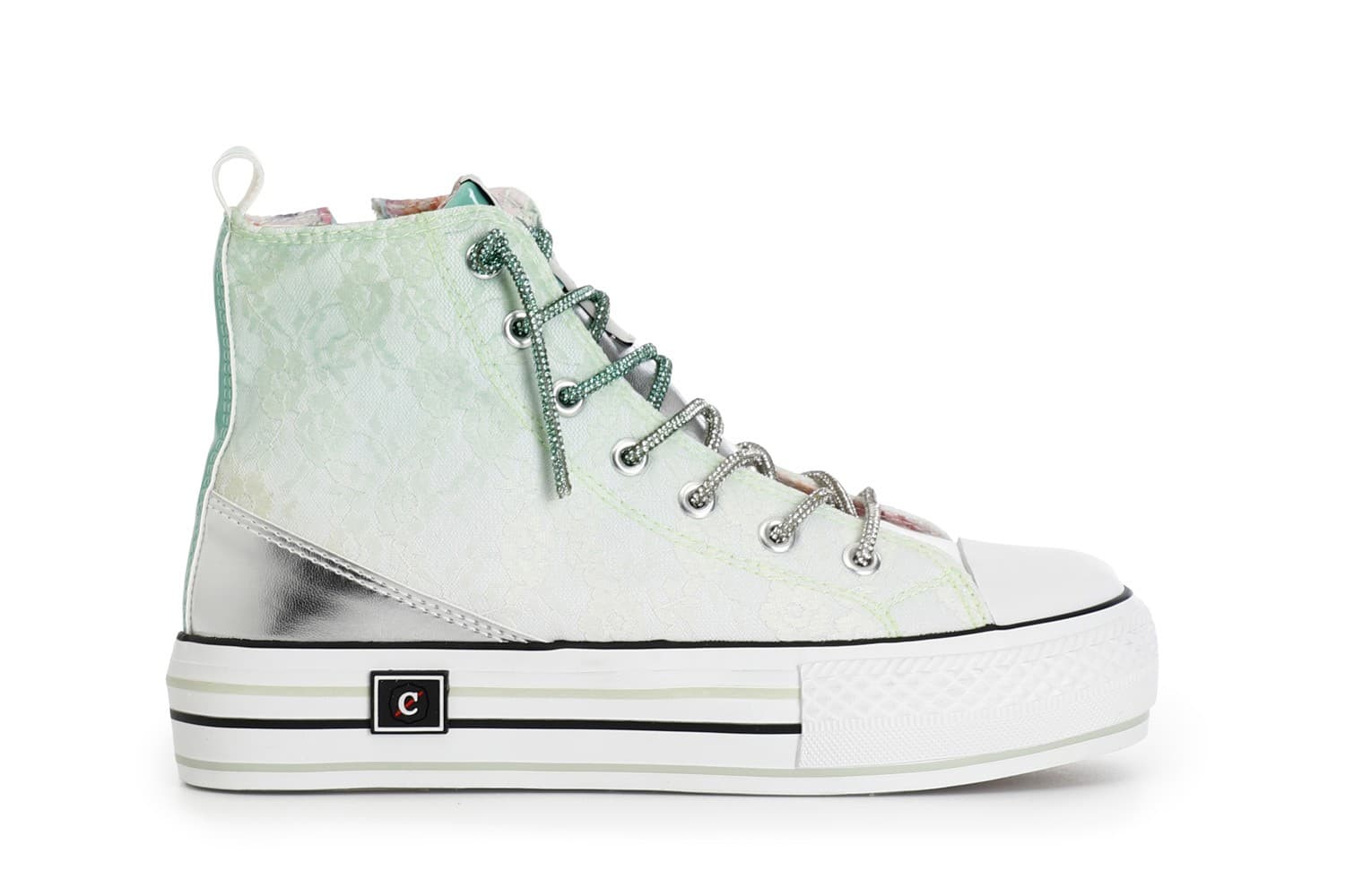 SNEAKERS MID PIZZO DEGRADè CON LACCI STRASS - 10