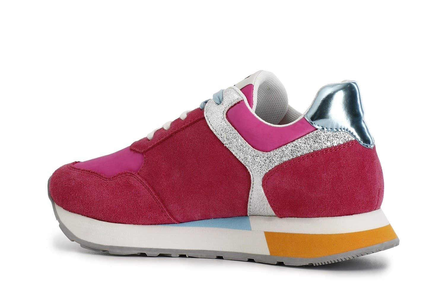SNEAKERS IN PELLE SCAMOSCIATA E TESSUTOCON RIPORTI GLITTER - 11