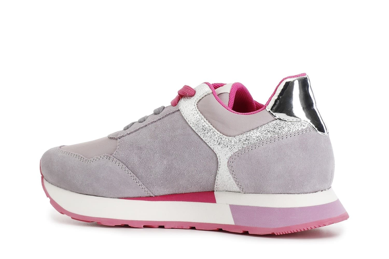SNEAKERS IN PELLE SCAMOSCIATA E TESSUTOCON RIPORTI GLITTER - 8
