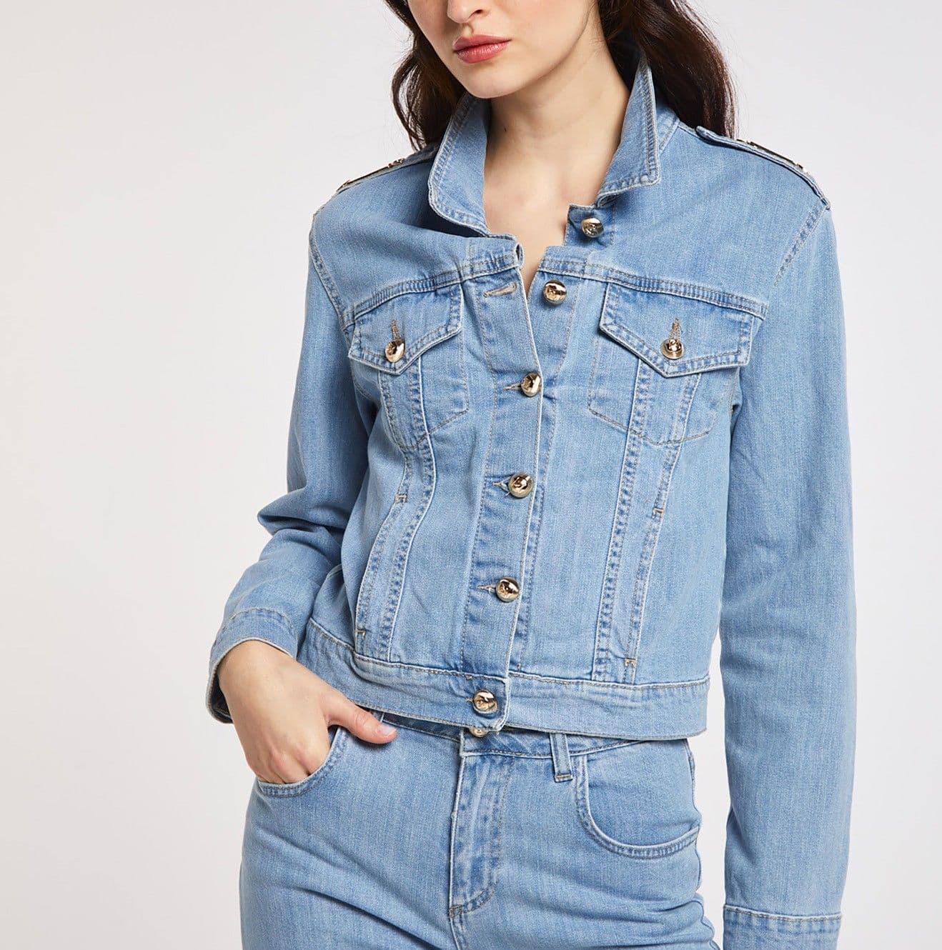 GIUBBINO DENIM CON PLACCHETTE - 3