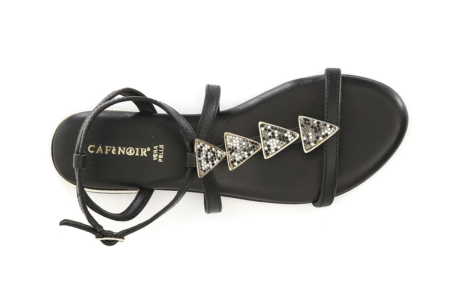 SANDALO IN PELLE CON ACCESSORIO TRIANGOLO STRASS - 5