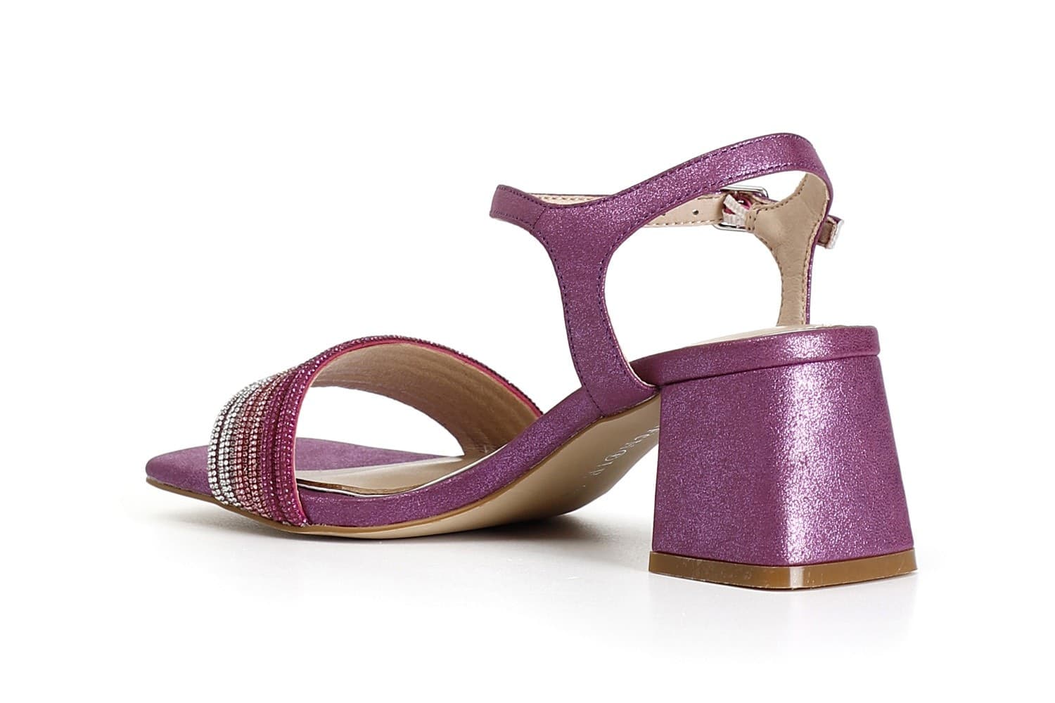 SANDALO GILDA EFFETTO LAMINATO CON MIGNON STRASS DAVANTI - 10