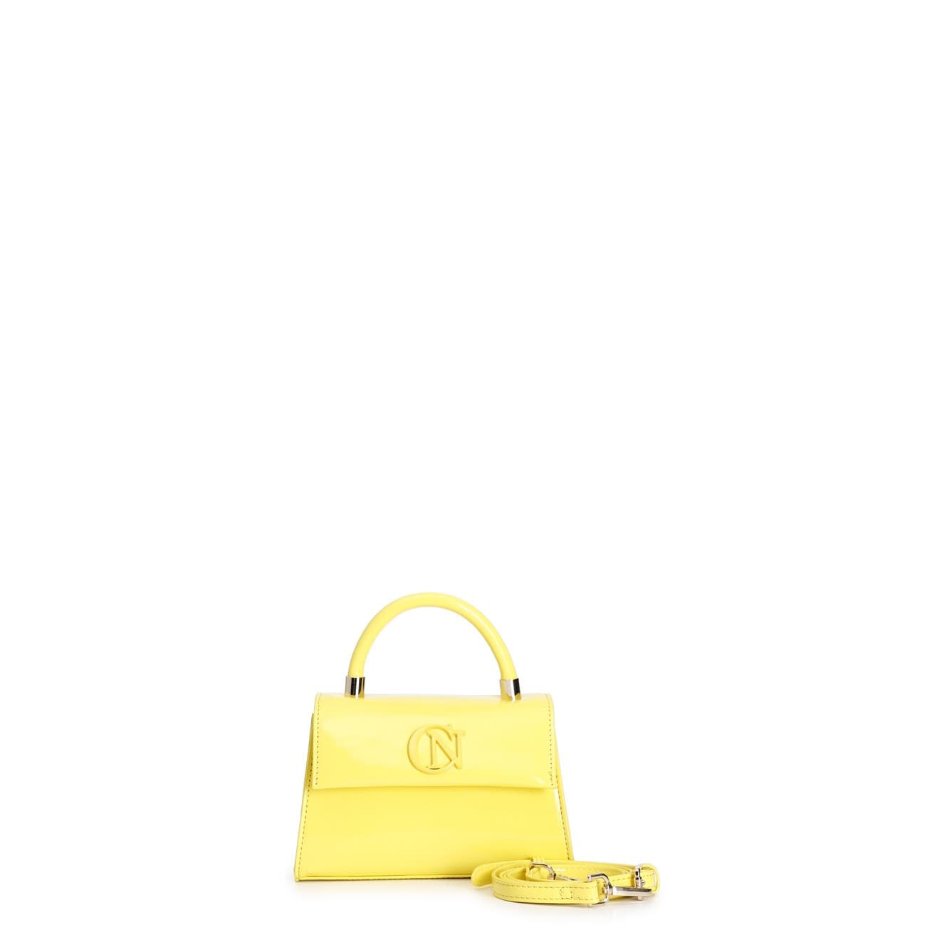 BORSA A MANO EFFETTO VERNICE CON PATTINA LOGO TONO SU TONO - 12