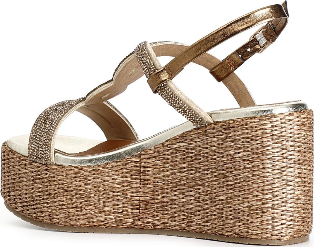 SANDALO  DOPPIA FASCIA CON MOTIVO IN STRASS ZEPPA FASCIA RAFIA - 8
