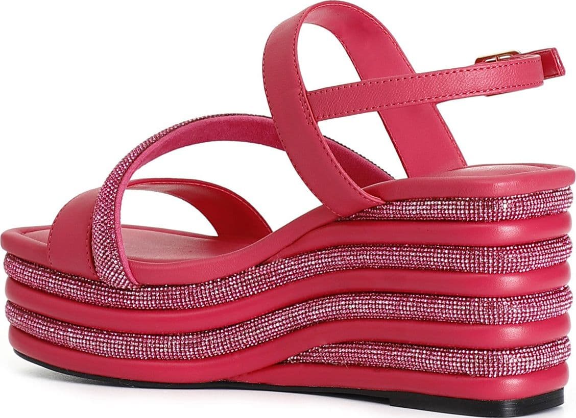 SANDALO ASIMMETRICO STRASS E NAPPA CON ZEPPA RIGHE STRASS - 11