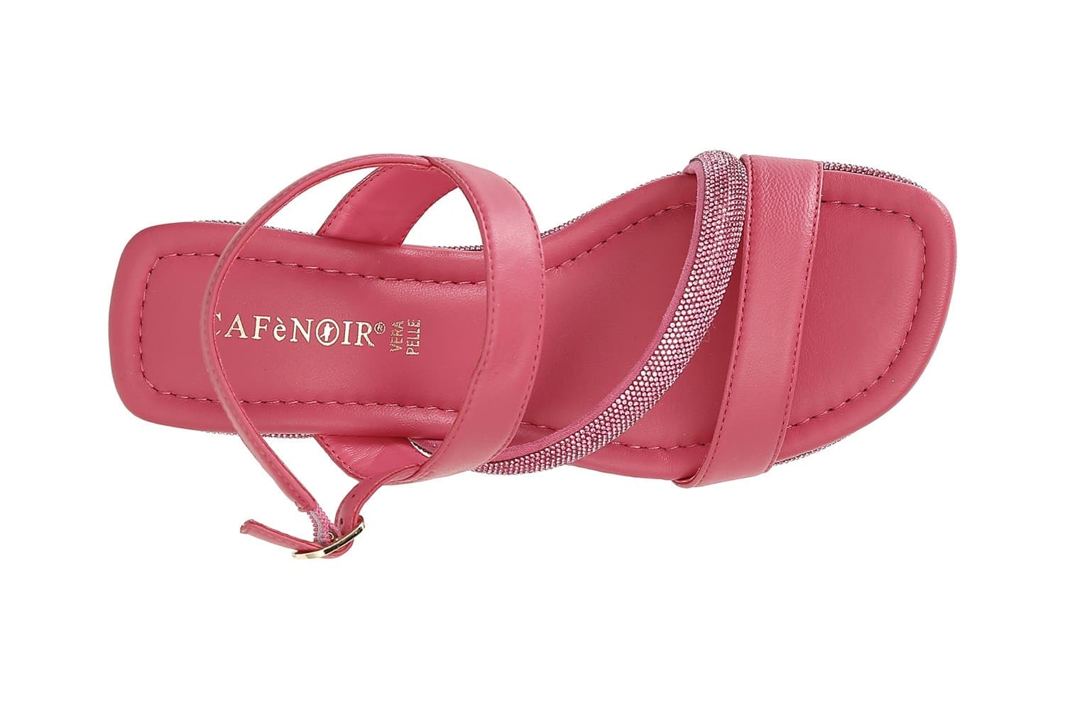 SANDALO ASIMMETRICO STRASS E NAPPA CON ZEPPA RIGHE STRASS - 12