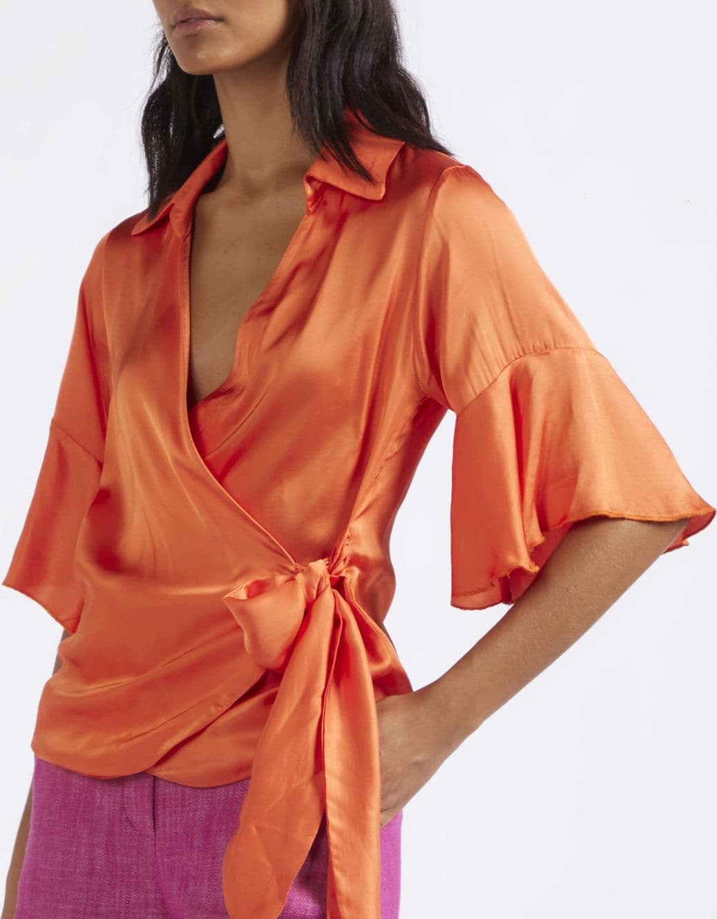 CAMICIA INCROCIATA IN SATIN - 3