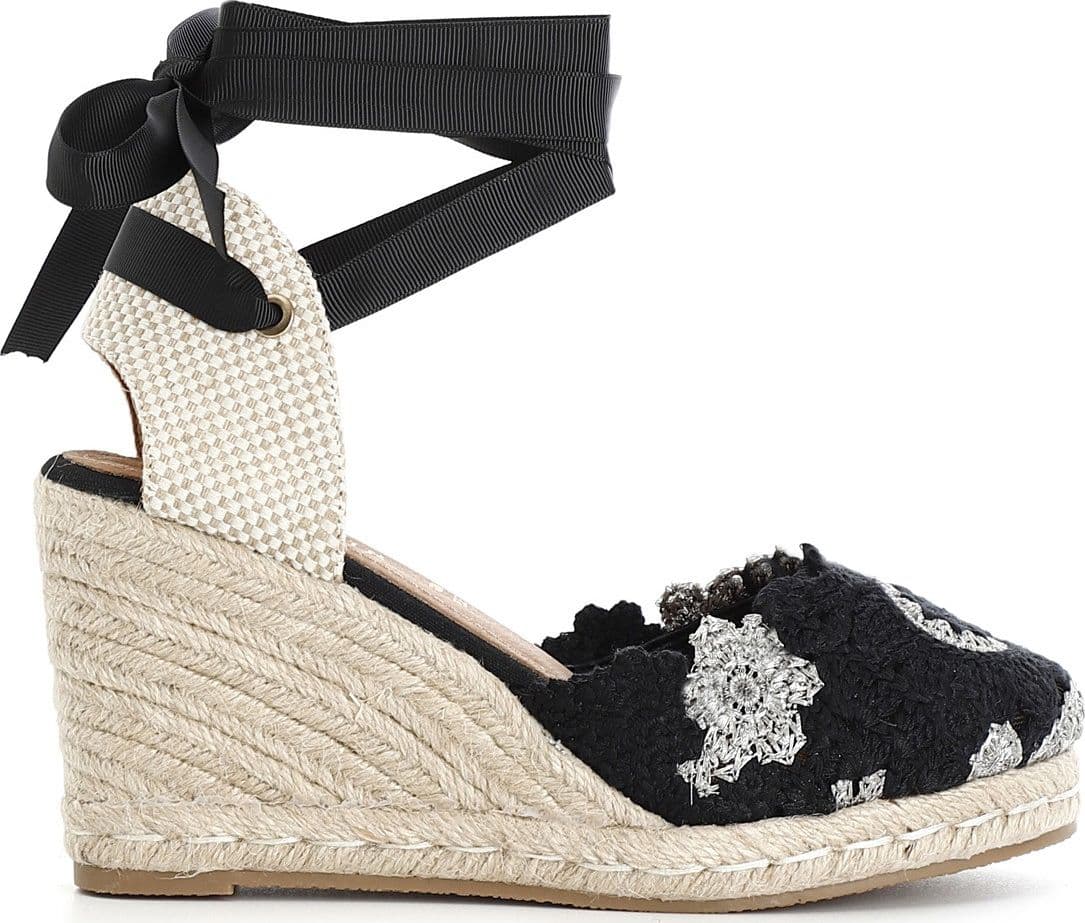 SCARPE APERTE IN TESSUTO RICAMATO - 7