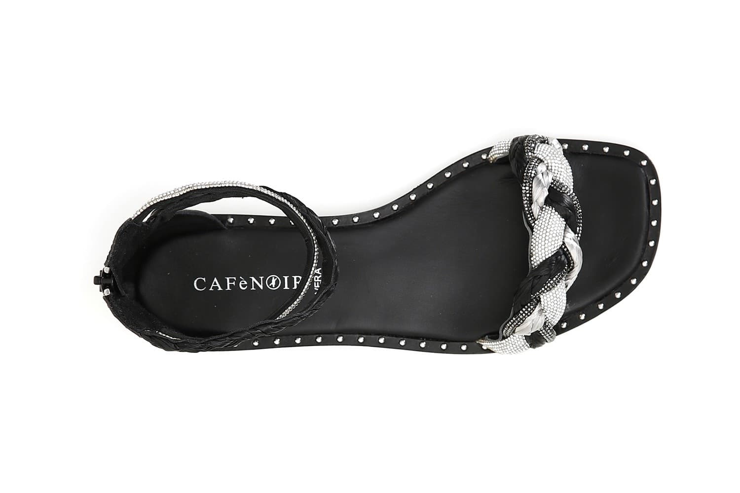 SANDALO FASCIA STRASS E RAFFIA INTRECCIATA ZIP DIETRO - 3