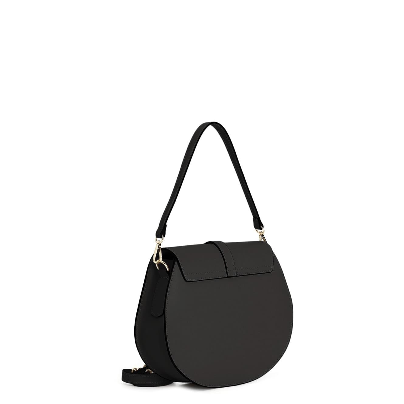 BORSA A SPALLA CON PATTINA IN PELLE LISCIA - 4