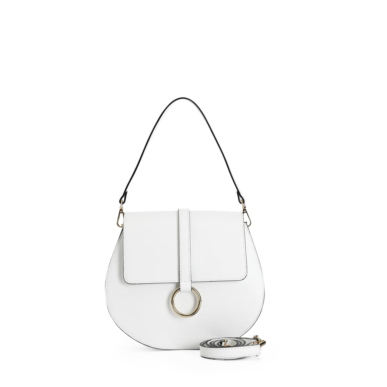 BORSA A SPALLA CON PATTINA IN PELLE LISCIA - 5
