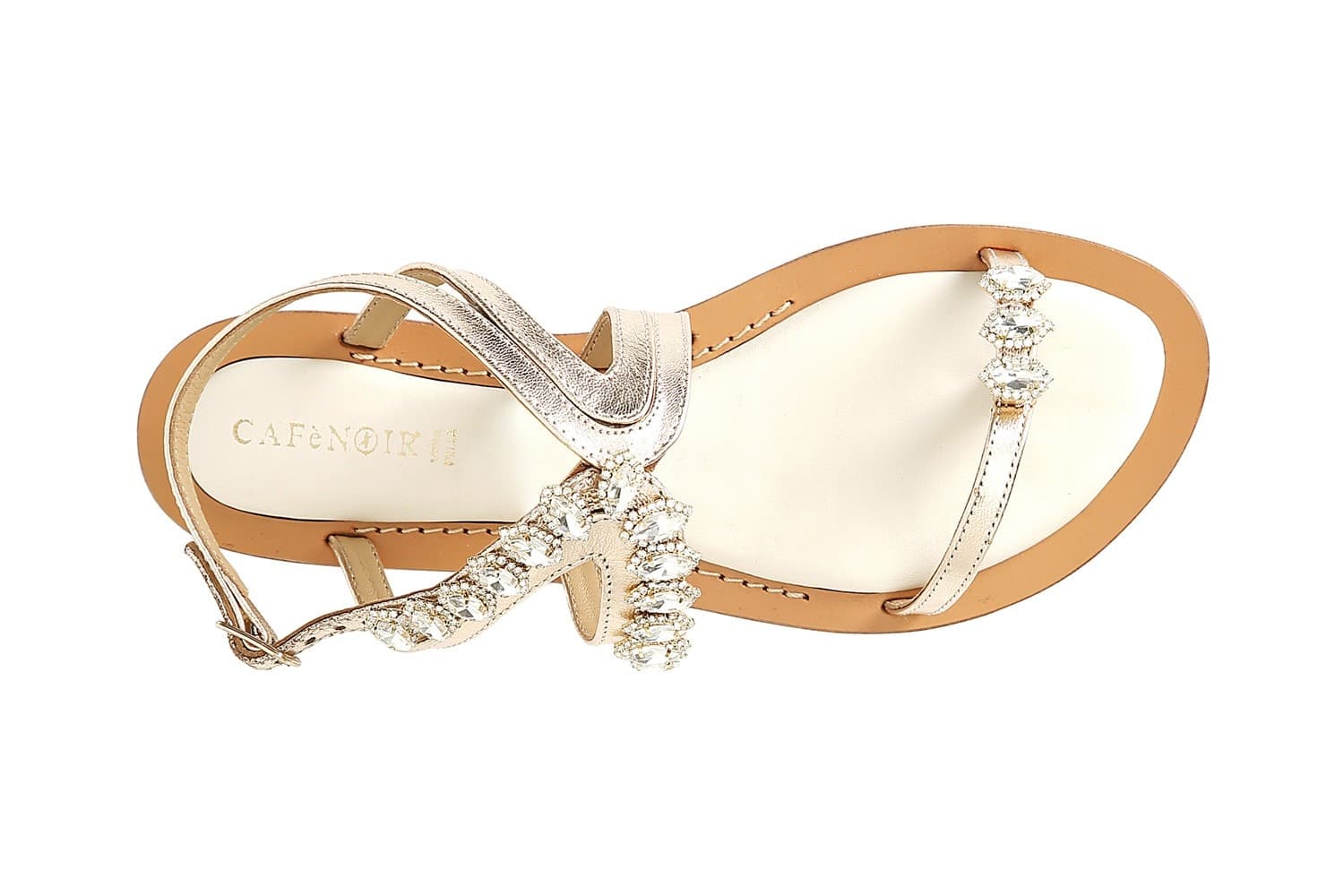 SANDALO INFRADITO LACCIO ALLA CAVIGLIA IN PELLE LAMINATA CON STRASS - 3