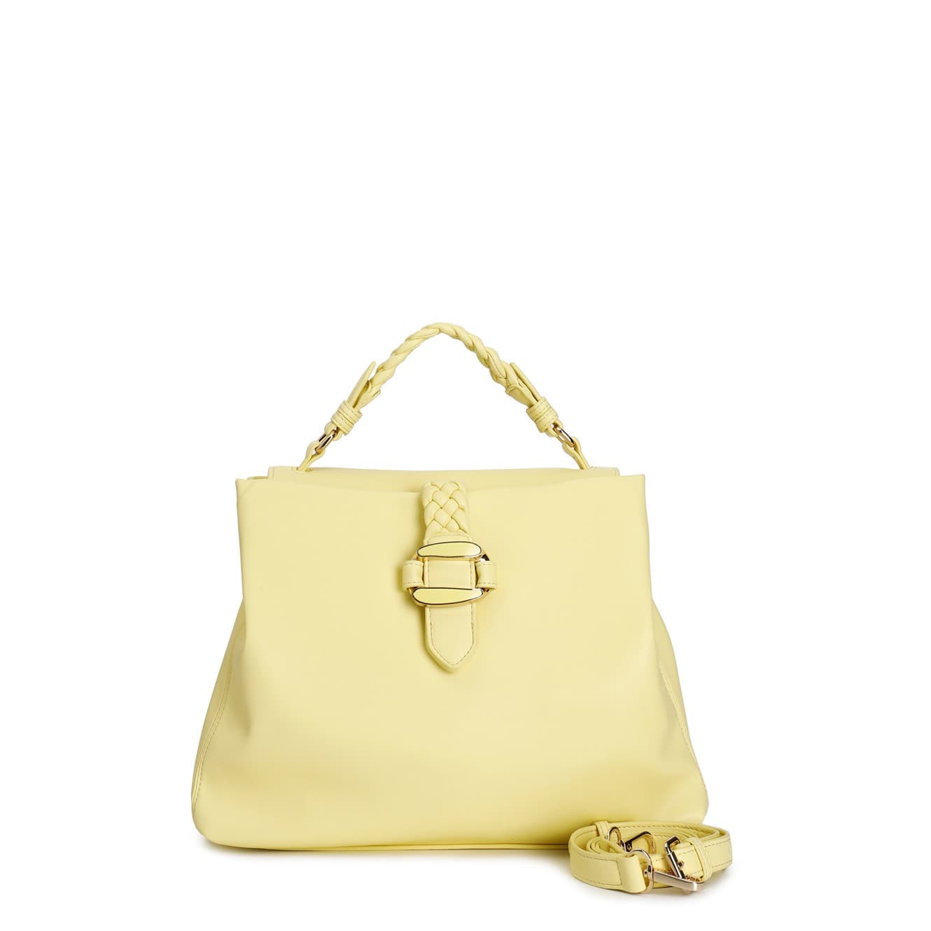 BORSA A MANO CON PATTINA,MANICO E PASSANTE  A TRECCIA CON  ACCESSORIO IN METALLO - 8