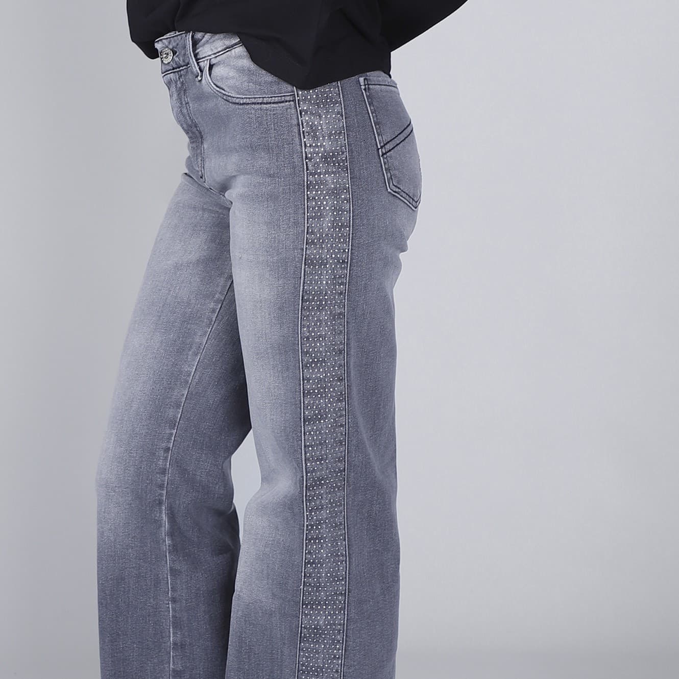 DENIM WIDE LEG CON STRAS AI FIANCHI - 3