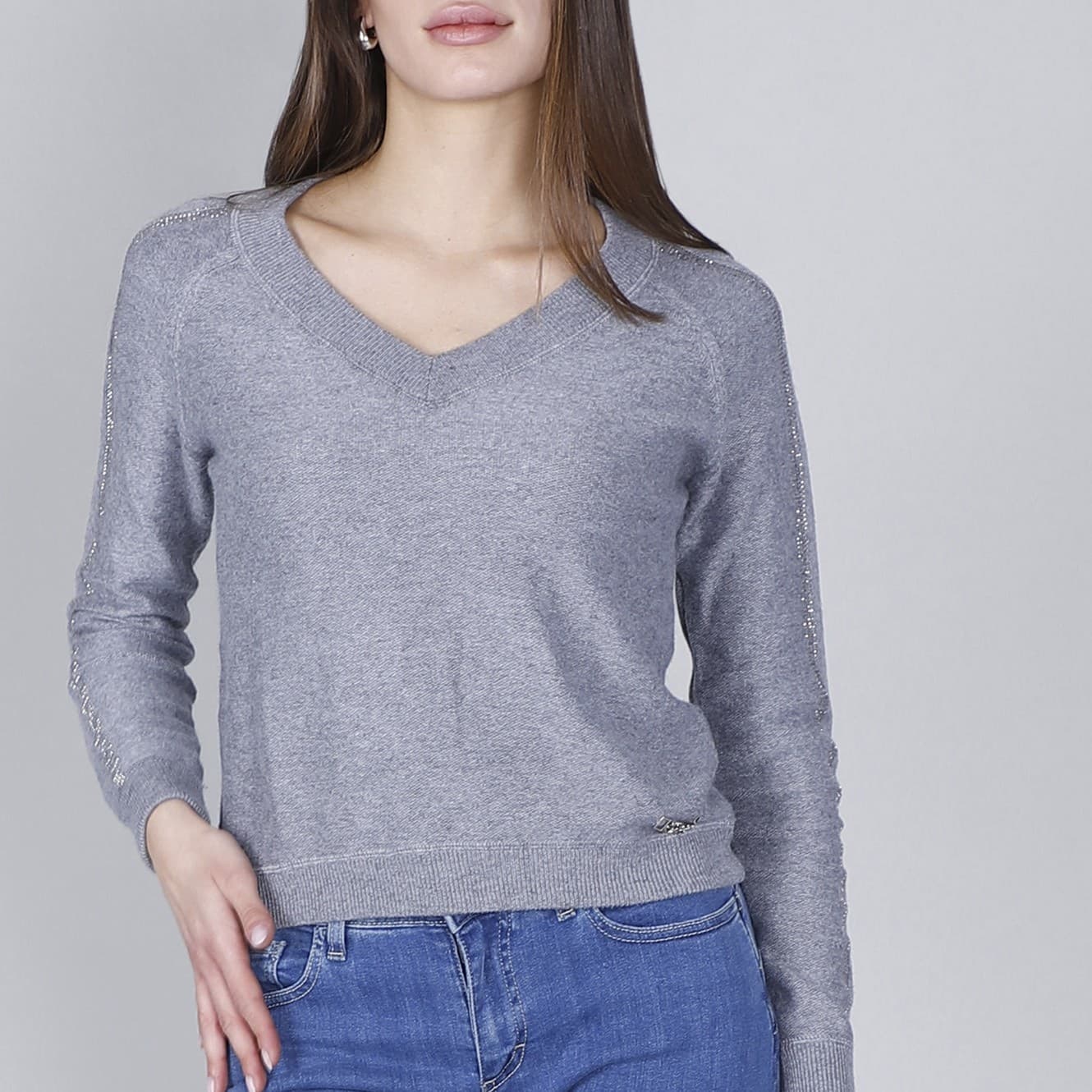 MAGLIA  SCOLLO V STRAS ALLE MANICHE - 3