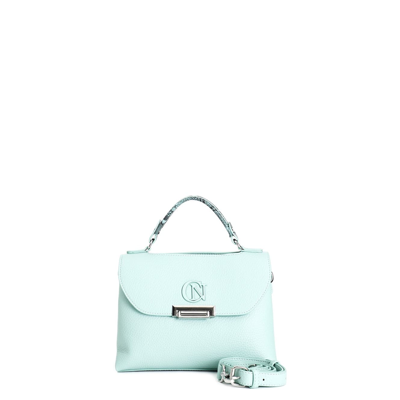 BORSA A MANO CON PATTINA IN MATERIALE CON GRANA E RIFINITURE IN STAMPA PITONE, C - 3
