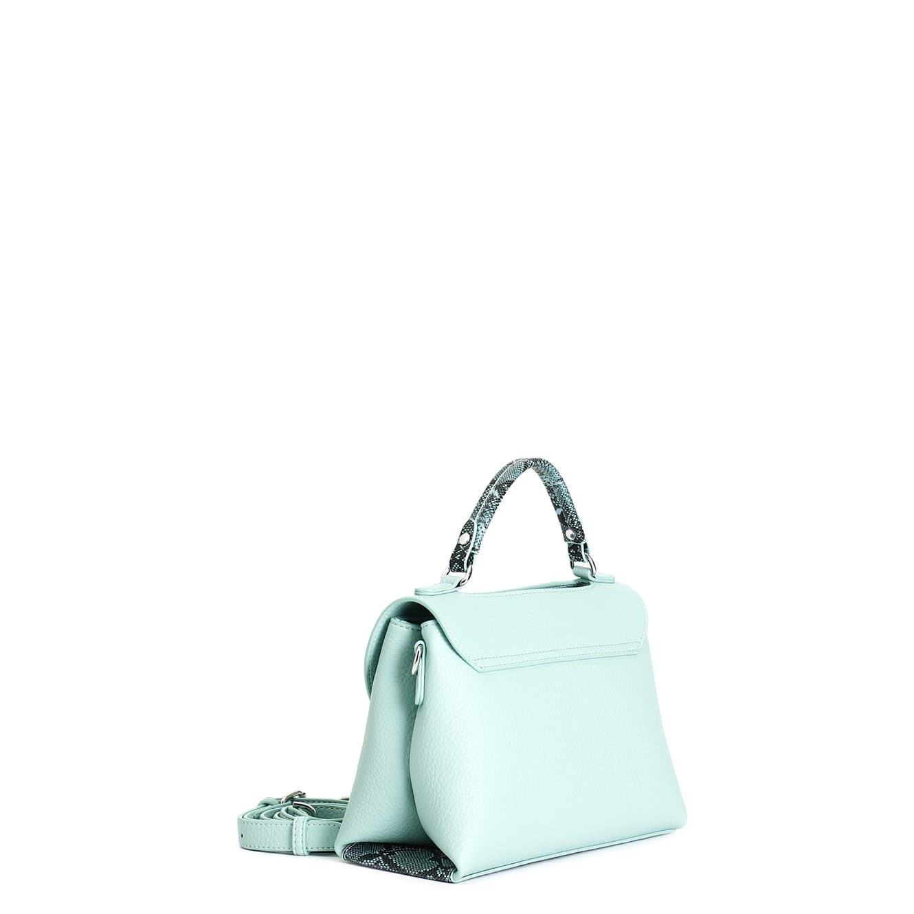 BORSA A MANO CON PATTINA IN MATERIALE CON GRANA E RIFINITURE IN STAMPA PITONE, C - 2