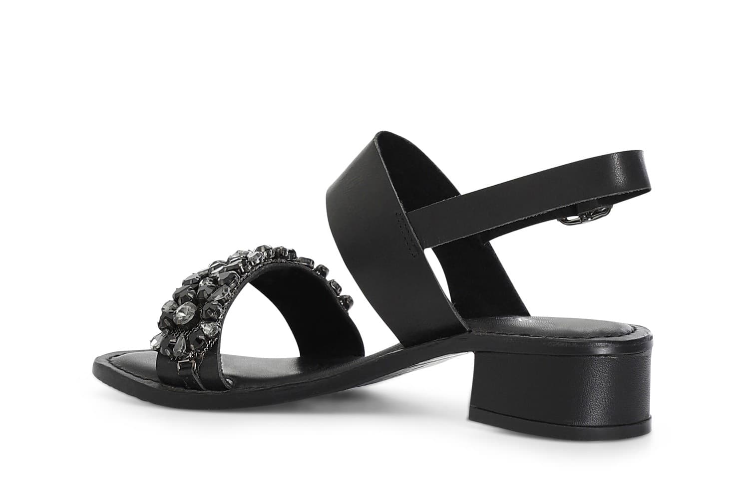 SANDALO 2 FASCE IN PELLE CON STRASS - 6