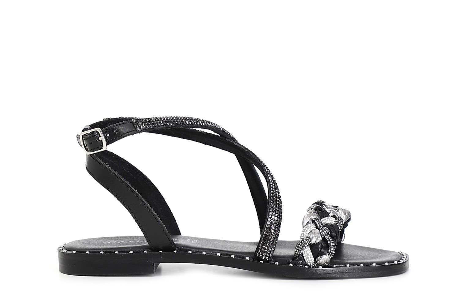 SANDALO INCROCIO FASCIA STRASS E RAFFIAINTRECCIATA - 7